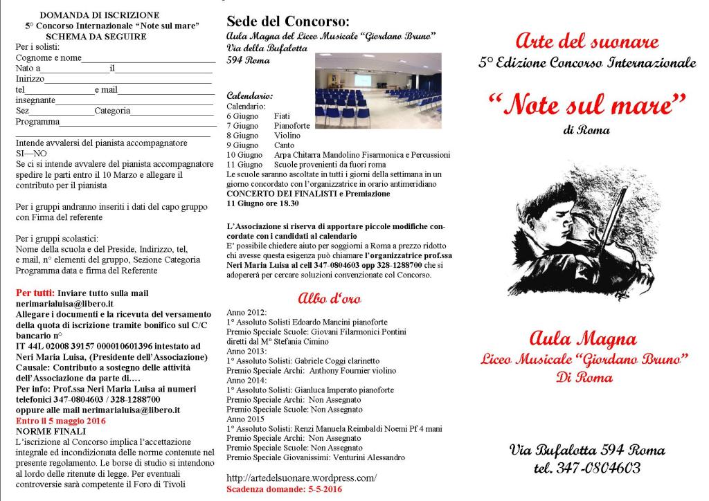 5° Concorso Musicale NOTE SUL MARE